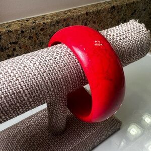 Cherry Red Stone Cuff Bangle Bracelet